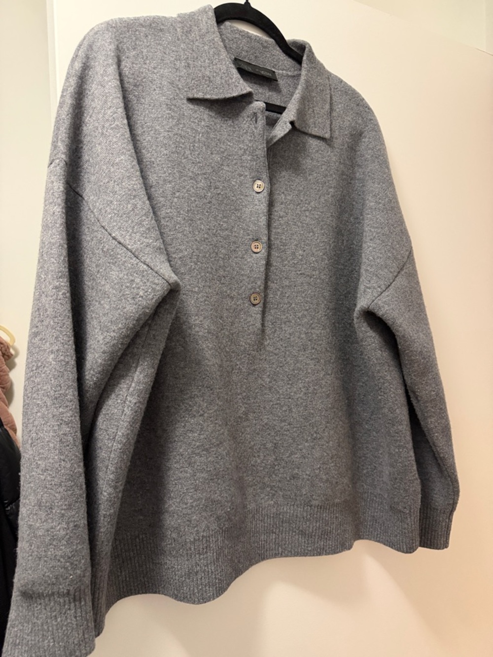 Zara Gray Collared Button Pullover Sweater